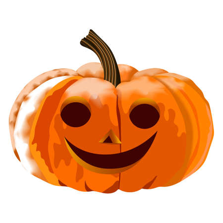 Carved pumpkins for Halloween. Orange pumpkin for banners, flyers, posters, cards. Lantern pumpkin. Jack Be Little pumpkin. October. Vector illustration isolated on white backgroundのイラスト素材