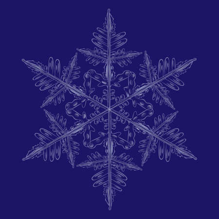 Big transparent snowflake. Natural crystal. Winter snowflakes on a dark background. Christmas and New Year. Vector illustrationの写真素材