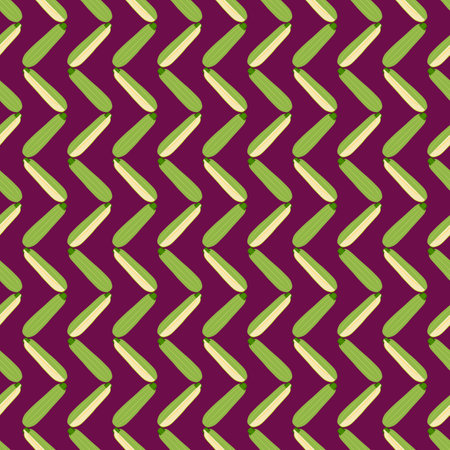 Seamless pattern with Lebanese zucchini or Green courgette. Courgette or marrow. Summer squash. Cucubits. Fruit and vegetables. Flat style. Vector illustration isolated on purple background.のイラスト素材