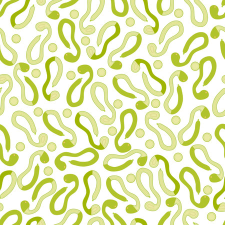 Seamless pattern with Tromboncino Squash or trombetta squash. Zucchino or zucchetta rampicante. Summer squash. Fruit and vegetables. Flat style. Vector illustration isolated on transparent background.のイラスト素材