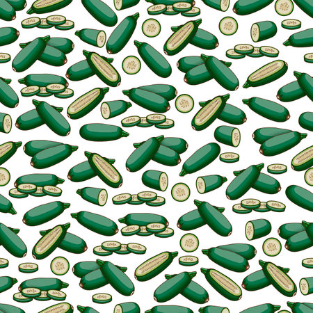 Seamless pattern with Cousa or Kousa squash or Magda squash. Summer squash. Cucurbita moschata. fruits and vegetables. Clipart. Vector illustration isolated on transparent background.のイラスト素材