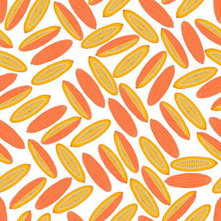 Seamless pattern with Pink Jumbo Banana Squash Pumpkin Winter squash. Fruit and vegetables. Flat style. Isolated vector illustration.のイラスト素材