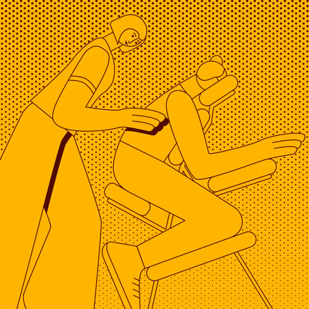 Manual massage and full-body treatment with professional massage therapist in spa. Isolated vector illustration in retro style.のイラスト素材