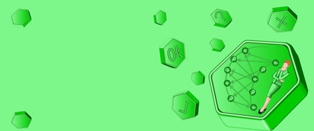 Decision tree diagram for identifying problems and opportunities in decision making process. Famale. 2D. Rectangular Template. Vector illustration.のイラスト素材