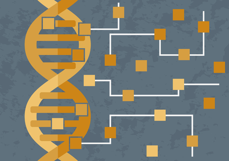 Hacking and decoding DNA. DNA is transforming in the circuit of microchipsのイラスト素材