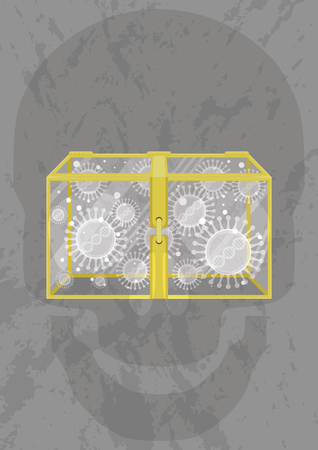 Closed box with virus. If you can open it. Illustration of famous greek mythのイラスト素材