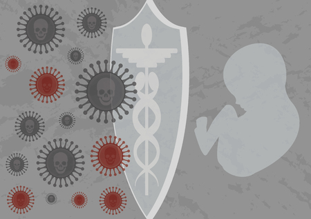 Vaccine protecting a child from deadly infection. Vaccine protecting a child from deadly infection. Not attack infectionのイラスト素材