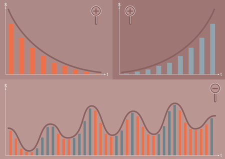 Economic cycles, long and short term perspective. When you zoom outのイラスト素材