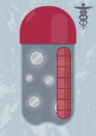 A pill case with bacterias. Future of medicine. The possibility of create for you a special microbiomeのイラスト素材