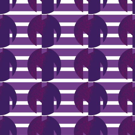 Seamless geometric pattern with purple cutted textured circles and white lines on violet background inspired by avant-garde art and russian constructivismのイラスト素材