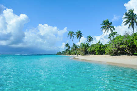 The clouds are coming on the white Caribbean beachの写真素材
