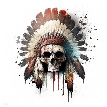 skull indian with a skull and crossbonesの写真素材