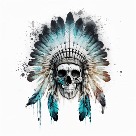 skull indian with a skull and crossbonesの写真素材