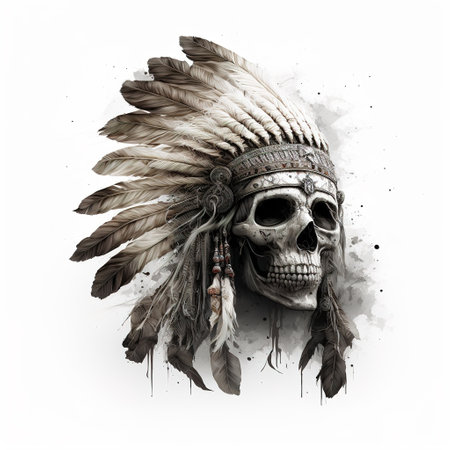 skull indian with a skull and crossbonesの写真素材