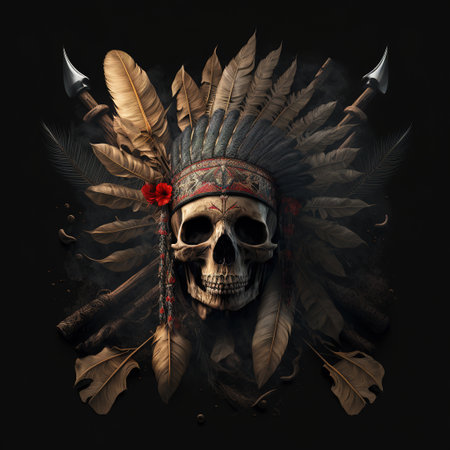 skull indian with a skull and crossbonesの写真素材