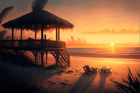 sunset on the beach chill landscapeの写真素材