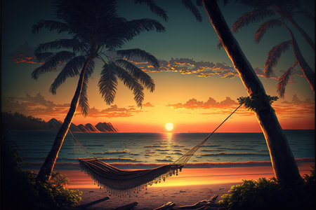 sunset on the beach chill landscapeの写真素材