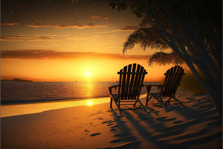 sunset on the beach chill landscapeの写真素材
