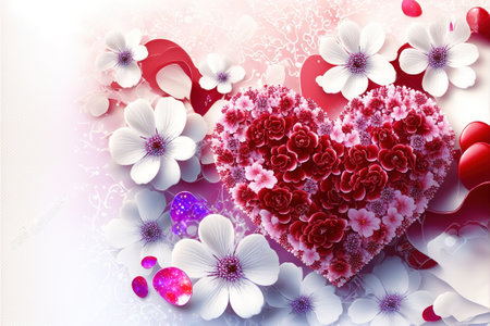 Valentine's Day Love Heart with flowersの写真素材