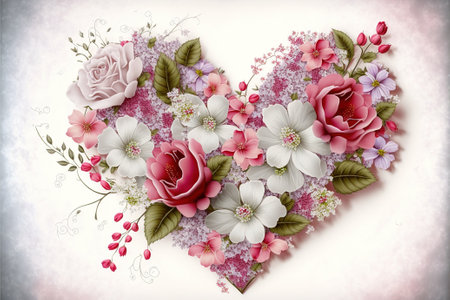 Valentine's Day Love Heart with flowersの写真素材