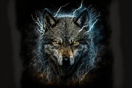 wolf in the night color art