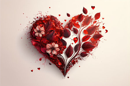 heart made of red flowersの写真素材