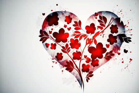 heart made of red flowersの写真素材