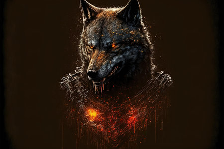 wolf in the night color art