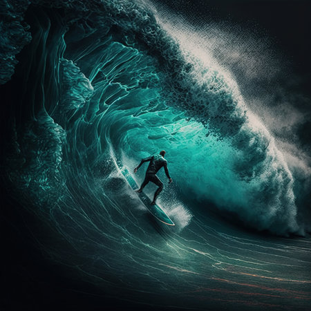 sunset in the ocean with waves color illustration