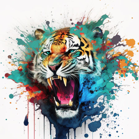lion head color splash illustration