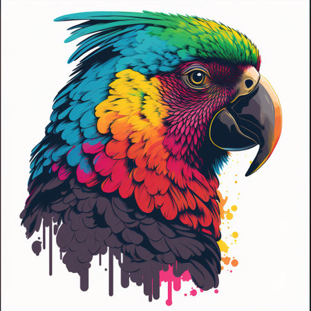 background with parrot color flat illustrationの写真素材