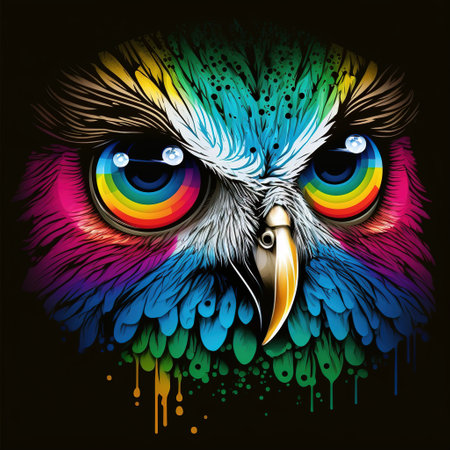 background with owl color flat illustrationの写真素材