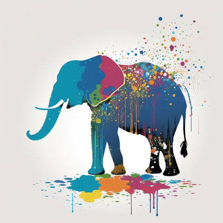 illustration of an elephant in colorの写真素材