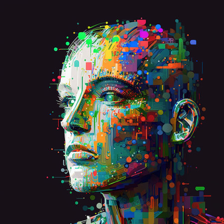 black and white portrait robot of a personの写真素材