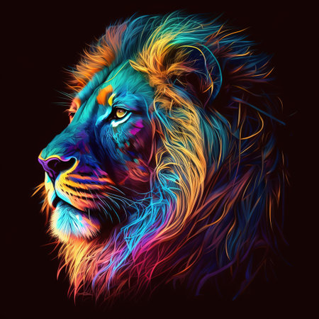 lion head with background color illustrationの写真素材