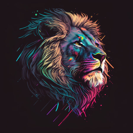 lion head with background color illustrationの写真素材