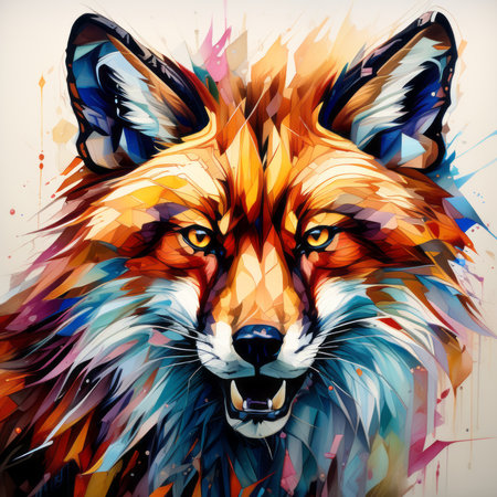 fox bright abstract illustration in Street Art style created with generative AI softwareの素材