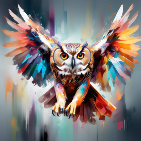 owl in the night created with generative AI softwareの素材
