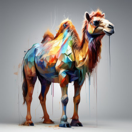 camel in desert created with generative AI softwareの素材