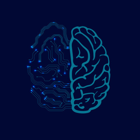 vector illustration on the topic of artificial intelligence. an image of an abstract brain and...