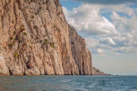 Picturesque cliffs of Crimea peninsula. Boat trip in Black sea.の写真素材