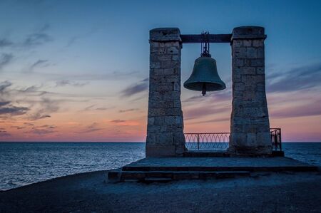 Chersonesos Tavrichesky - ancient city founded by greeks at Crimea peninsula in 1 century before Christ. Sunset time.の写真素材