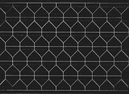 Black texture with white geometrical ornament. Abstract background