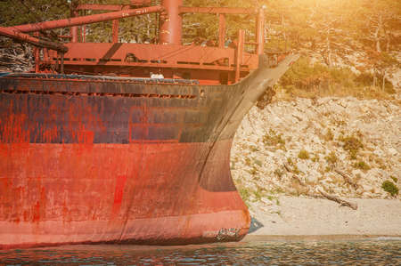 Large cargo ship Rio, that stranded in the Black Sea not far from Novorossiysk, Russiaの写真素材