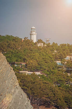 Dobsky Lighthouse in Kabardinka on summer day, Russia. Black sea coast.の写真素材