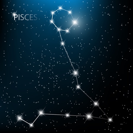 Pieces vector Zodiac sign bright stars in cosmos.のイラスト素材