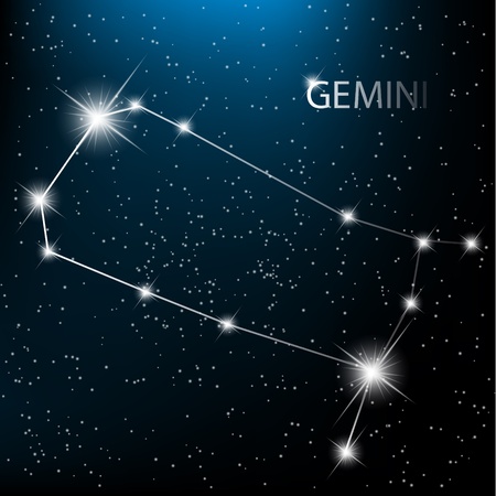 Gemini vector Zodiac sign bright stars in cosmos.のイラスト素材