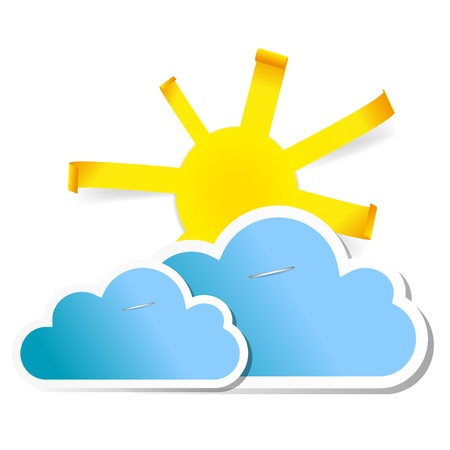 Sun and clouds on white backgroundのイラスト素材