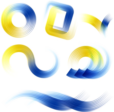 Different abstract blue and yellow logos and elements for design のイラスト素材