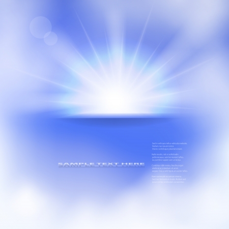 illustration of sun and clouds on a blue sky. Gradient mesh used.のイラスト素材